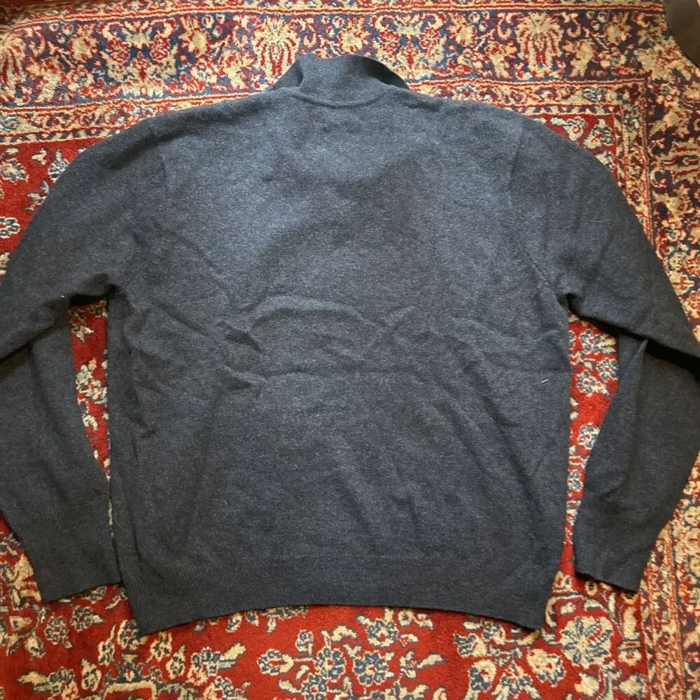 VTG POLO RALPH LAUREN 100% LAMBSWOOL COLLARED PULLOVER NAVY SWEATER XL